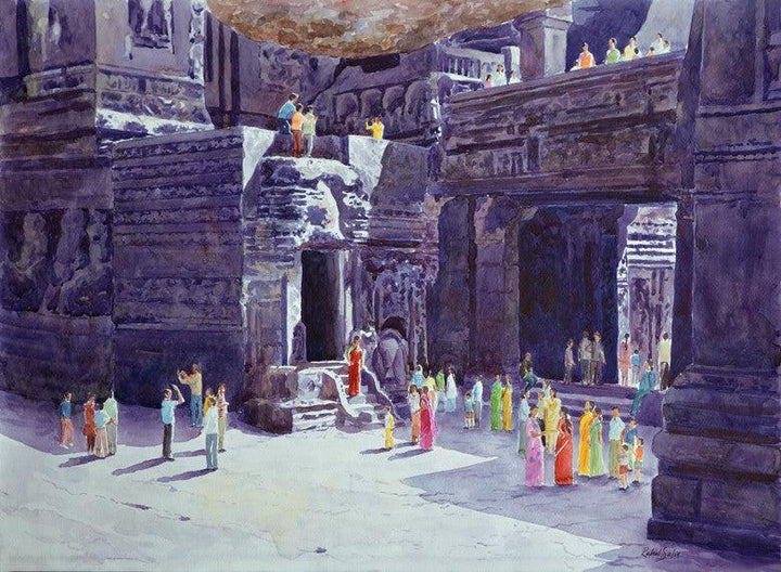 One Fine Day At The Ellora Caves Ii Painting by Rahul Salve | ArtZolo.com