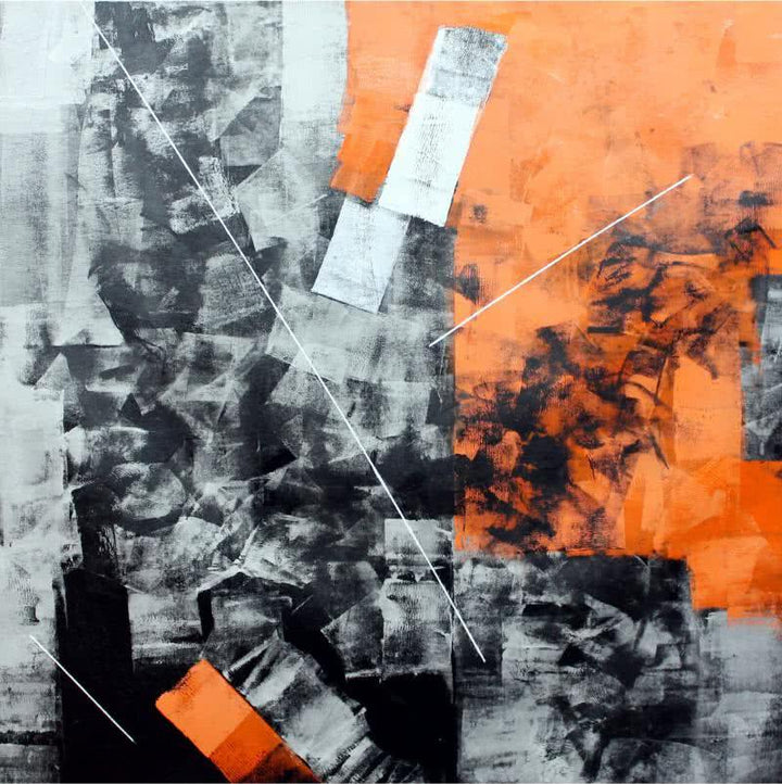 Orange Abstract Painting by Sudhir Talmale | ArtZolo.com