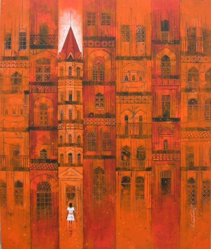 Orange City Painting by Suresh Gulage | ArtZolo.com