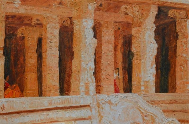 Orange Temple Painting by Jaya Javeri | ArtZolo.com