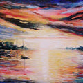 Impressionist oil painting titled 'Overcast Sky', 18x23 inches, by artist Kiran Bableshwar on Canvas