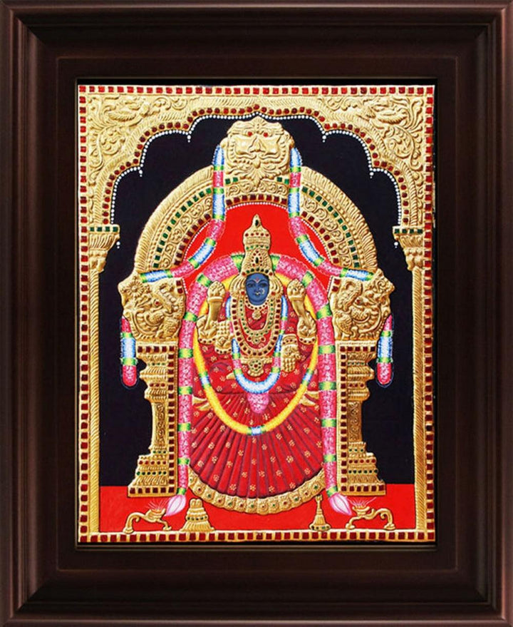 Padmavathi Tanjore Painting 1 Traditional Art by Myangadi | ArtZolo.com