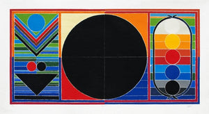 Abstract serigraphs painting titled 'Panchtatva', 40x74 inches, by artist S. H. Raza on Paper