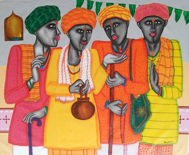 Pandit Painting by Dhan Prasad | ArtZolo.com