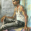 Figurative acrylic painting titled 'Pandit', 16x12 inches, by artist Abhijeet Patole on Paper