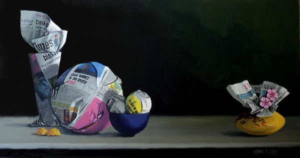 Paper Balls And Bowl Painting by Parimal Vaghela | ArtZolo.com