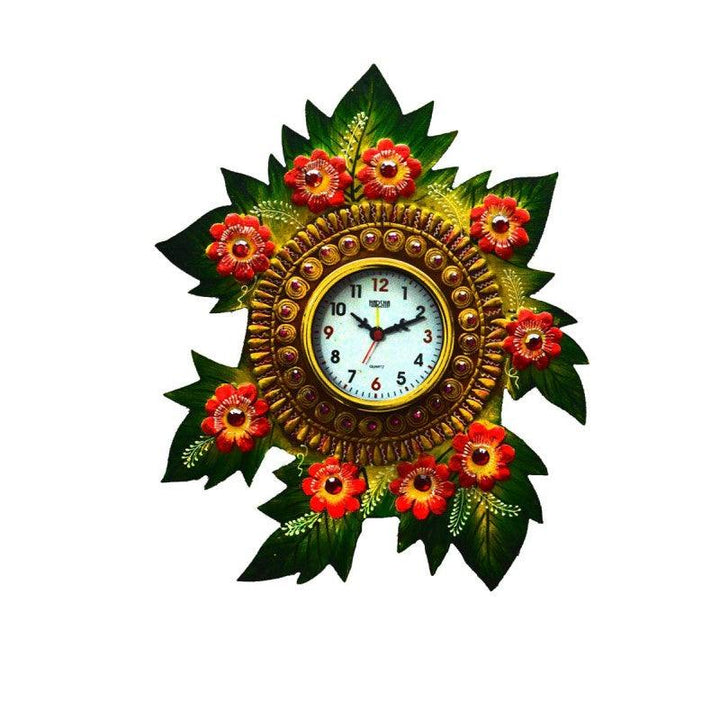 Papier Mache Floral Wall Clock Handicraft by E Craft | ArtZolo.com