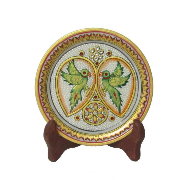 Parrot Marble Plate Handicraft by Ecraft India | ArtZolo.com