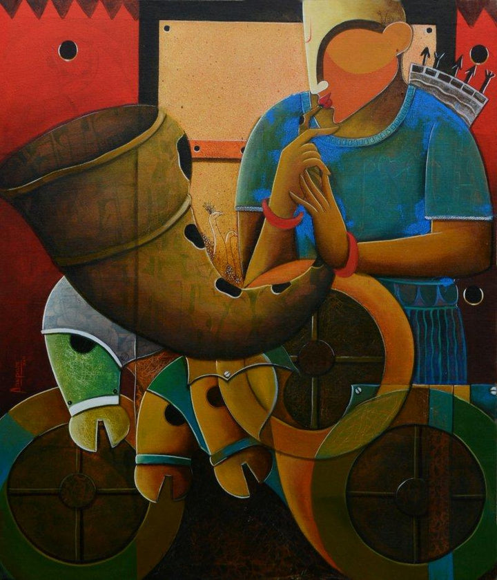 Parthasarathi 10 Painting by Anupam Pal | ArtZolo.com