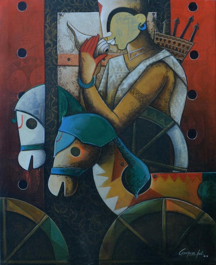 Parthasarathi 16 Painting by Anupam Pal | ArtZolo.com