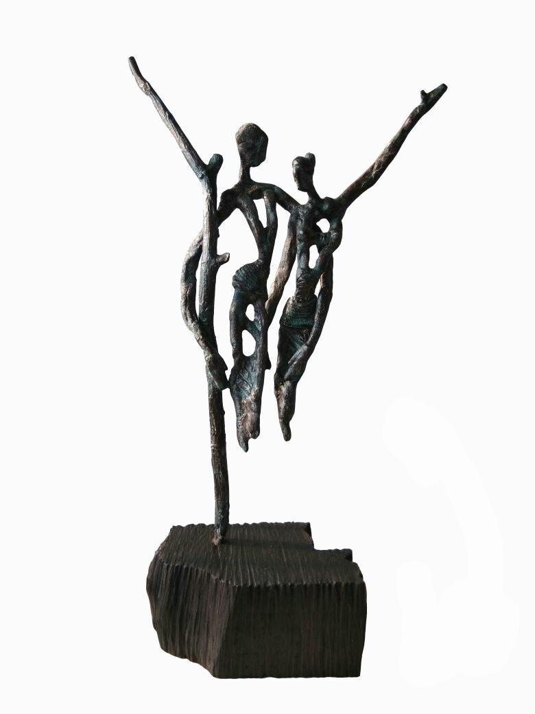 Figurative sculpture titled 'Partner', 22x12x5 inches, by artist Prasad Talekar on Bronze