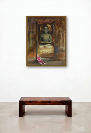 Peace by artist Kishor Nadavdekar displayed in a Urban Loft Bedroom