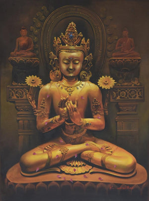 Religious oil painting titled 'Peace', 48x36 inches, by artist Kamal Rao on Canvas