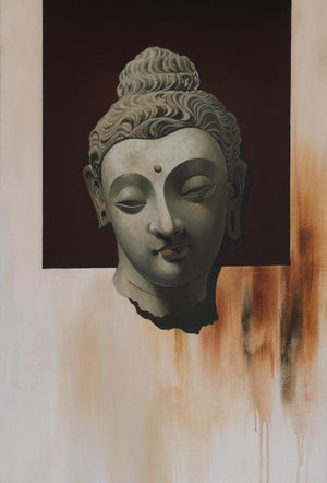 Religious acrylic painting titled 'Buddha ', 36x24 inches, by artist Roni Sarkar on Canvas