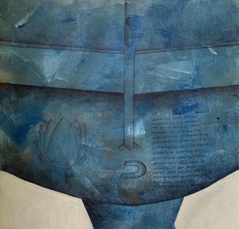 Figurative acrylic painting titled 'Peace', 17x17 inches, by artist Amit Pithadia on Canvas