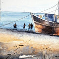 Seascape watercolor painting titled 'Peace', 18x28 inches, by artist Ramdas Thorat on Paper