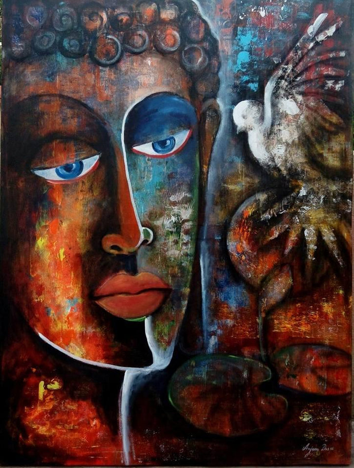 Peaceful Buddha 1 Painting by Arjun Das | ArtZolo.com