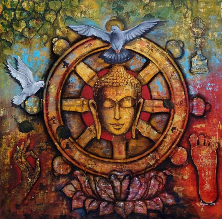 Peaceful Buddha Painting by Arjun Das | ArtZolo.com