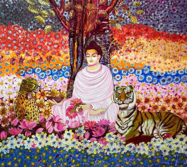 Peaceful Meditation Painting by Arun K Mishra | ArtZolo.com