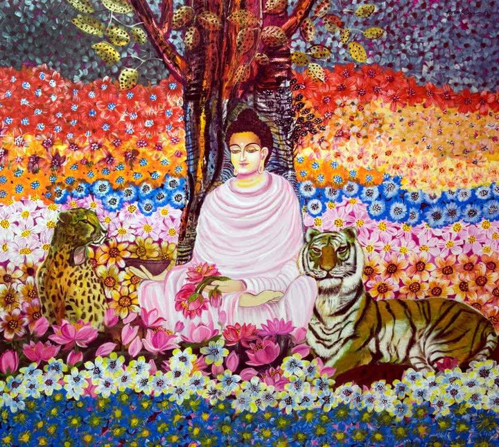 Peaceful Meditation Painting by Arun K Mishra | ArtZolo.com