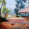 Landscape watercolor painting titled 'Peaceful Shadow', 14x20 inches, by artist Abhijeet Bahadure on Paper