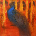 Animals acrylic painting titled 'Peacock', 37x37 inches, by artist Balaji Ubale on Canvas