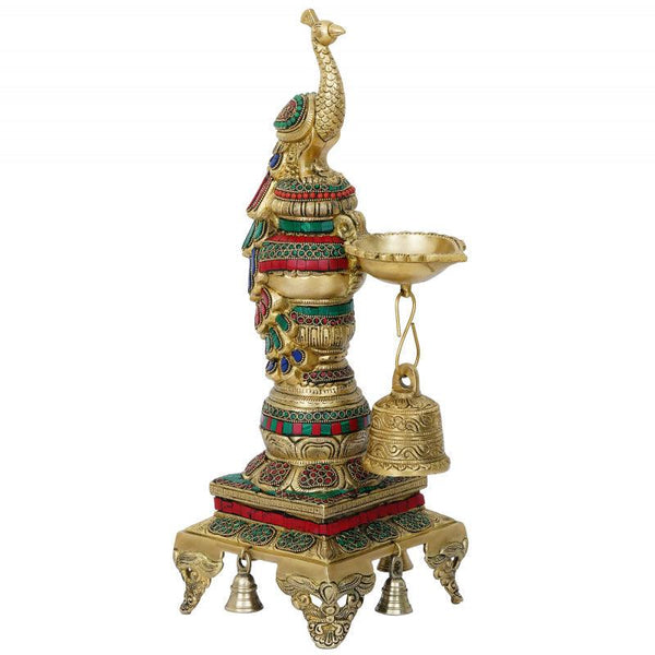 Peacock Diya Stand Handicraft by Brass Handicrafts | ArtZolo.com