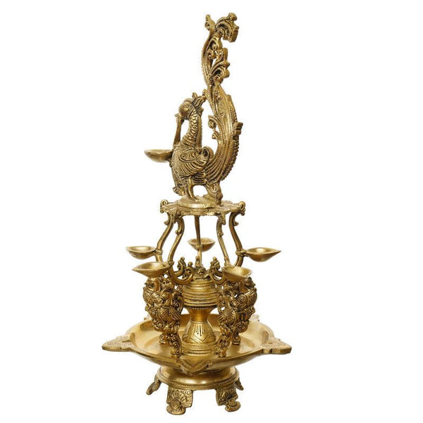 Peacock Showpiece Diya With Stand Handicraft by Brass Handicrafts | ArtZolo.com