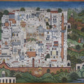 Cityscape pichwai traditional art titled 'Pichwai 41', 46x69 inches, by artist Pichwai Art on Cotton Cloth