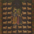 Religious tribal painting titled 'Pichwai', 36x60 inches, by artist Unknown on Cloth