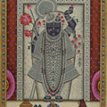 Religious tribal painting titled 'Pichwai', 24x36 inches, by artist Unknown on Cloth