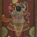 Religious tempera painting titled 'Pichwai', 23x36 inches, by artist Unknown on Cloth