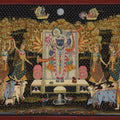 Religious tribal painting titled 'Pichwai', 24x18 inches, by artist Unknown on Cloth