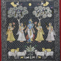 Religious tribal painting titled 'Pichwai', 48x56 inches, by artist Pichwai on Cotton Cloth