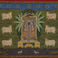 Religious tribal painting titled 'Pichwai', 56x35 inches, by artist Unkown on Cloth