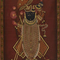 Religious tribal painting titled 'Pichwai', 23x36 inches, by artist Pichwai on Cloth