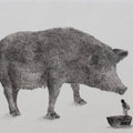 contemporary printmaking titled 'Pig', 8x12 inches, by artist Preya Bhagat on Paper