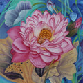 Nature oil painting titled 'Pink Lotus', 18x18 inches, by artist Sulakshana Dharmadhikari on canvas