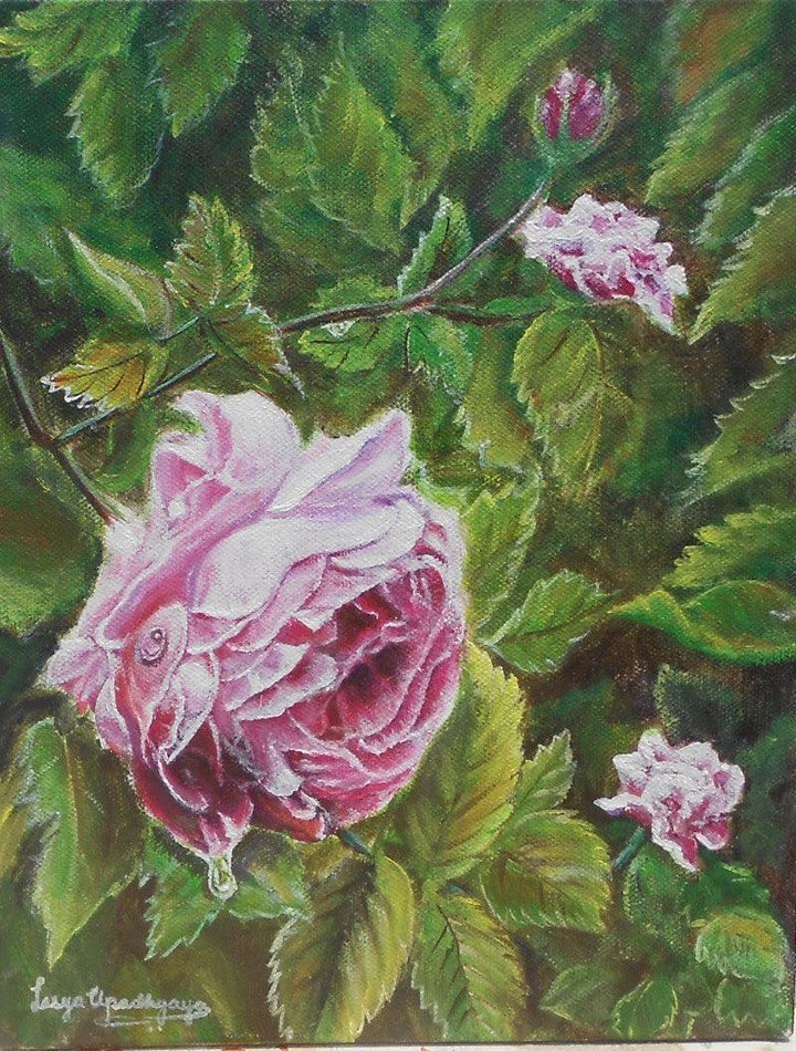Pink Rose Painting by Lasya Upadhyaya | ArtZolo.com