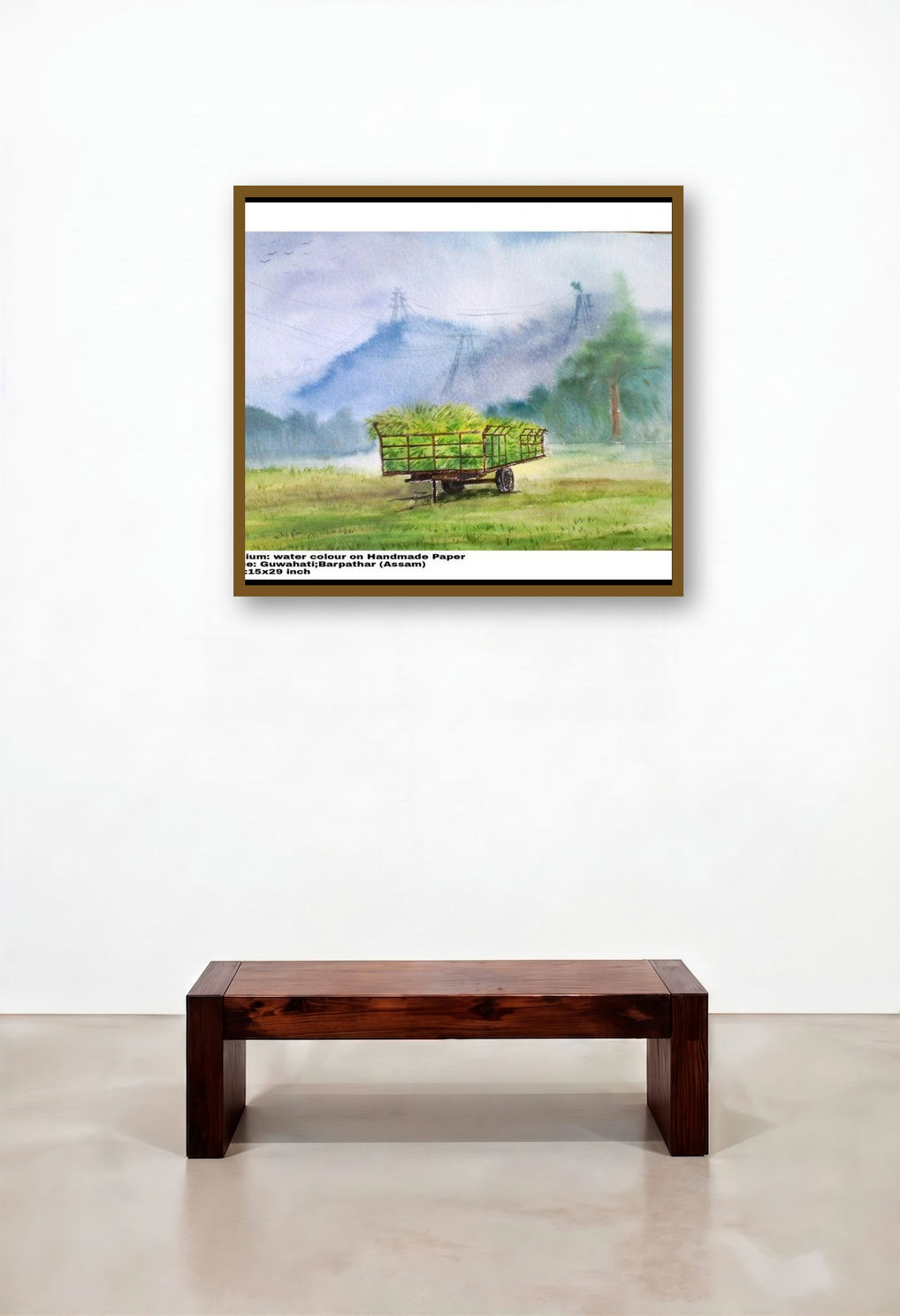 Plain Air (Rural Rhythms) by artist Biki Das displayed in a Japandi Dining Room