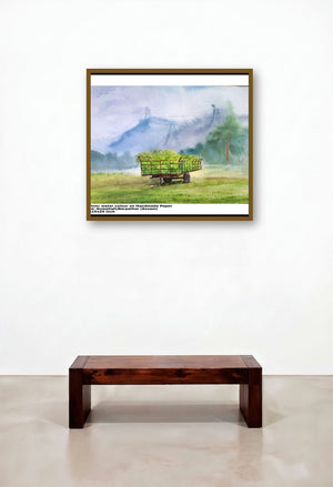 Plain Air (Rural Rhythms) by artist Biki Das displayed in a Japandi Dining Room