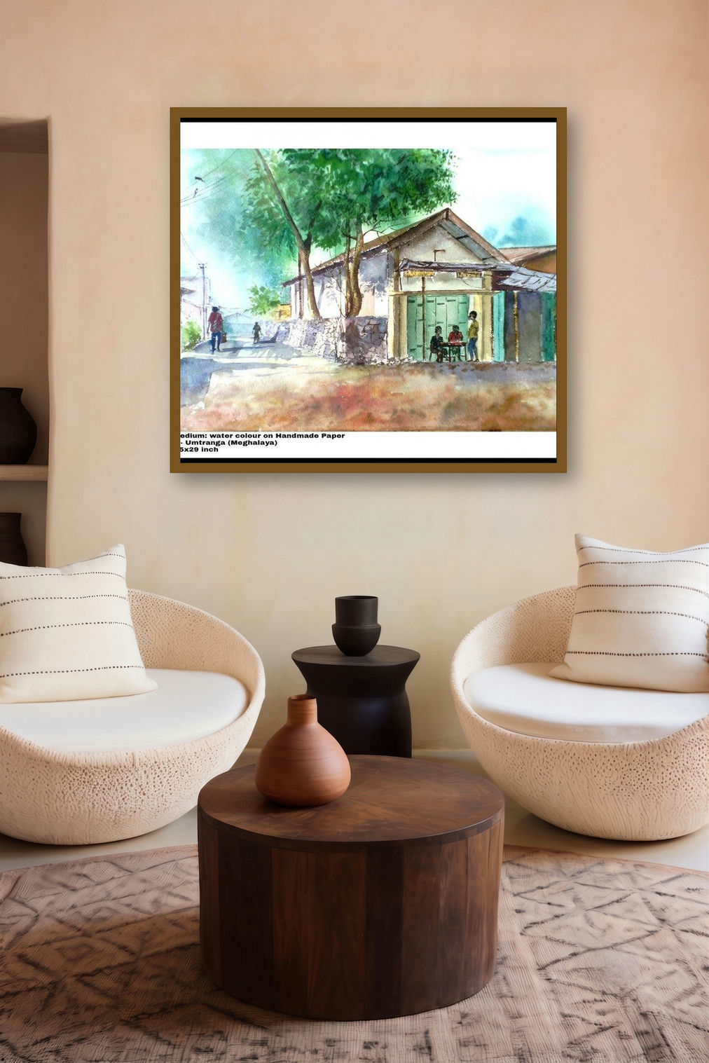 Plain Air (Market Day in Meghalaya) by artist Biki Das displayed in a Contemporary Exhibition gallery