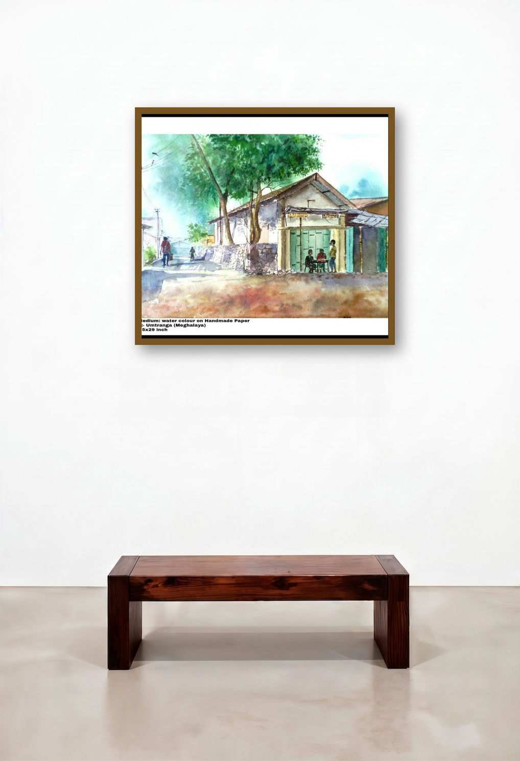 Plain Air (Market Day in Meghalaya) by artist Biki Das displayed in a Transitional Family Room