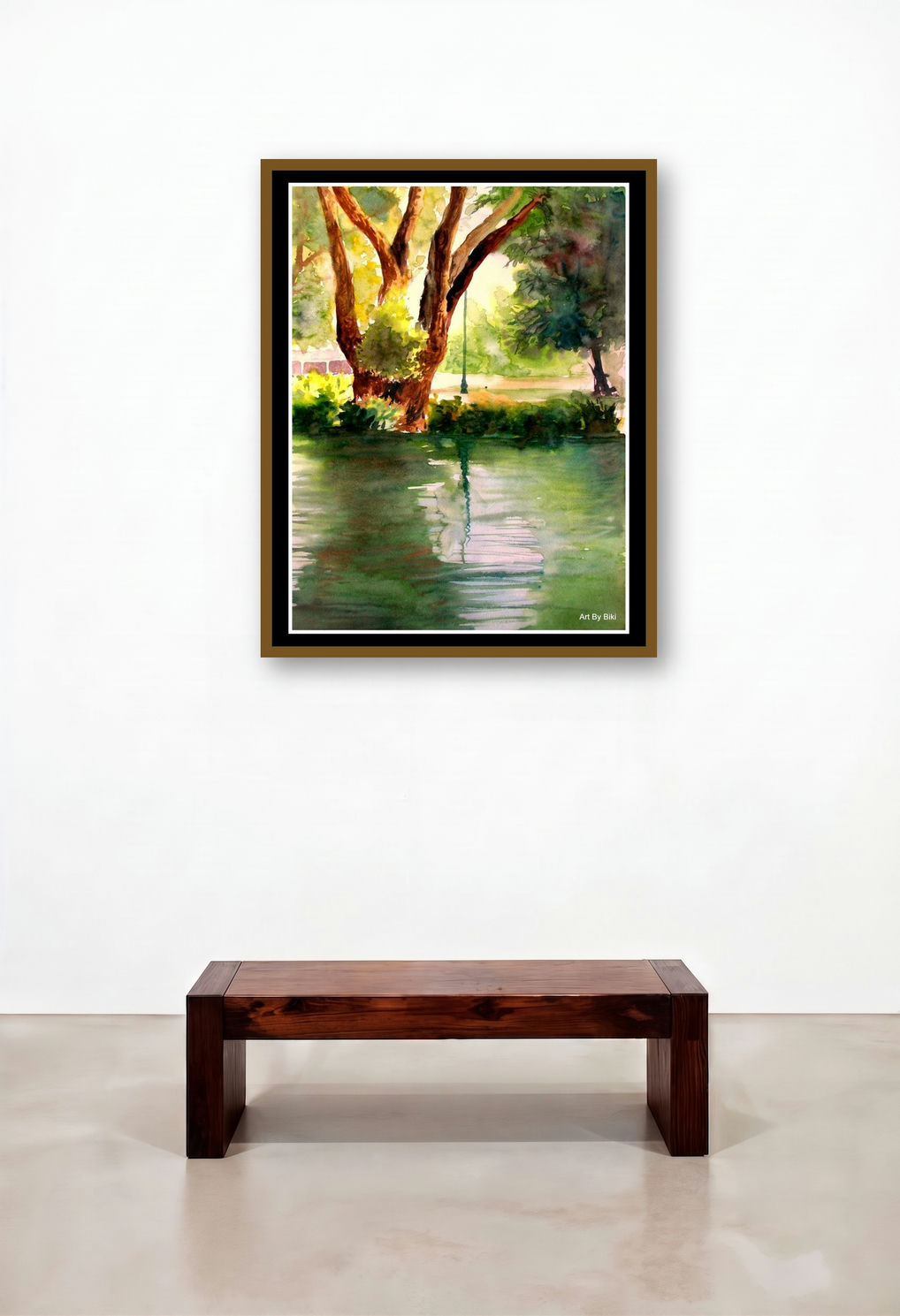 Plain Air (Mirror of the Sky) by artist Biki Das displayed in a Rustic Foyer