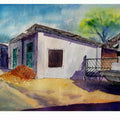 Landscape watercolor painting titled 'Plain air', 22x14 inches, by artist Biki Das on Paper