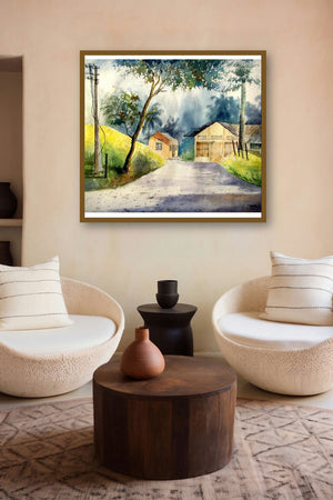 Plain Air (Path Through the Hamlet) by artist Biki Das displayed in a Contemporary Exhibition gallery