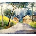 Landscape watercolor painting titled 'Plain air', 22x29 inches, by artist Biki Das on Paper