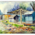 Landscape watercolor painting titled 'Plain air', 22x29 inches, by artist Biki Das on Paper
