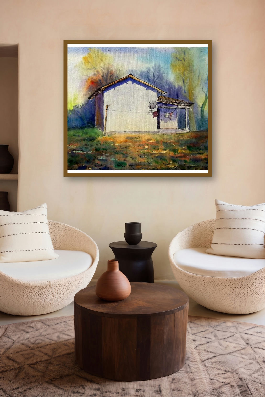 Plain Air (Homeward Bound) by artist Biki Das displayed in a Indian Art gallery
