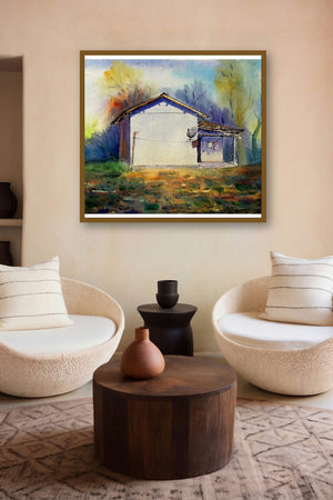 Plain Air (Homeward Bound) by artist Biki Das displayed in a Indian Art gallery